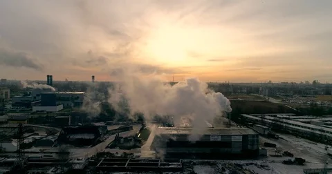 Industrial pollution filmed at the twilight. Dramatic strong contrast. 動画素材 84026209