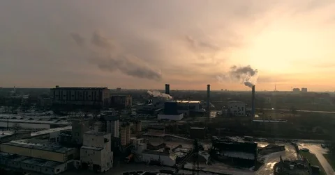 Industrial pollution filmed at the twilight. Dramatic strong contrast. Stock Footage 84026218