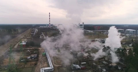 Industrial pollution filmed at the twilight. Dramatic strong contrast. 動画素材 84046645