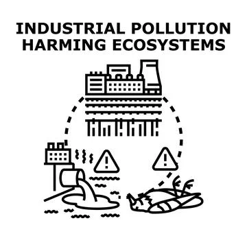 Industrial pollution harming ecosystems concept vector illustration Stock Illustration