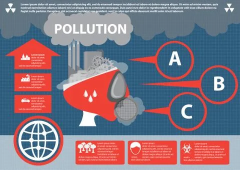 Industrial pollution  Info graphic elements, Vector Stock Illustration