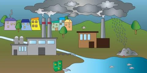 Industrial pollution of waters Stock Illustration