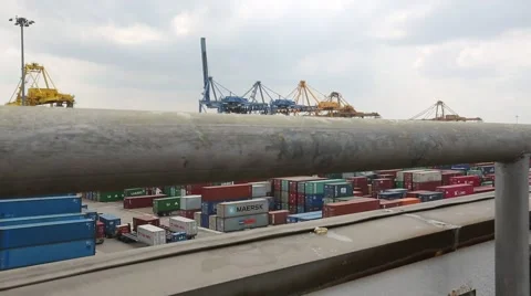 Industrial Port With Containers Stock Footage 65314134