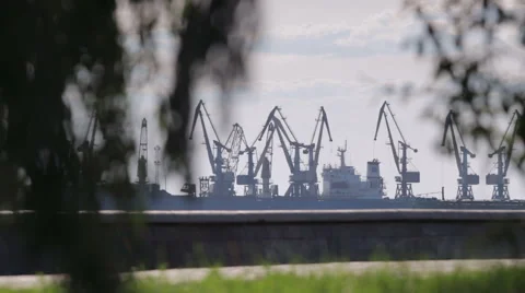 Industrial port at sunset Видео 40059947