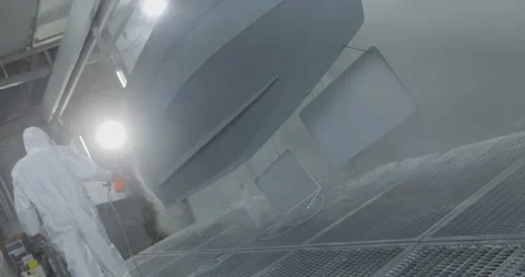 Industrial Powder Coating Process for RIB Boat Production Видео 336097411