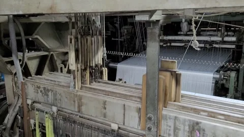 Industrial Power Loom Heald Frames Separating Warp Threads 库存影片 337546427