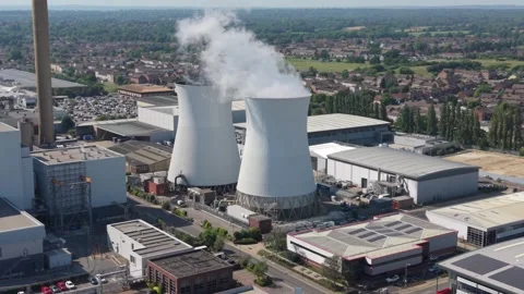 Industrial Power Station Infrastructure Supporting Data Center Stock Footage 338013231