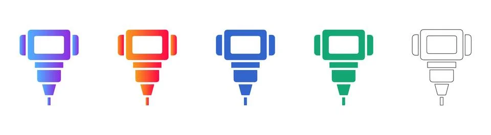 Industrial Precision Tool Icon Set Stock Illustration