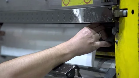Industrial printer making new wallpaper sample. Modern wallpaper factory. Stock Footage 165397747