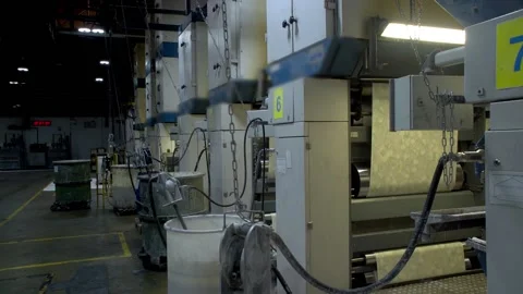Industrial printer making new wallpaper sample. Modern wallpaper factory. Stock-Footage 165398175