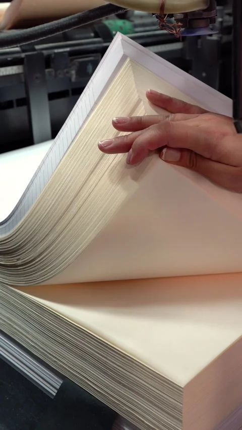 Industrial Printing: Handling and Stacking Folded Sheets Stock Footage 325359223