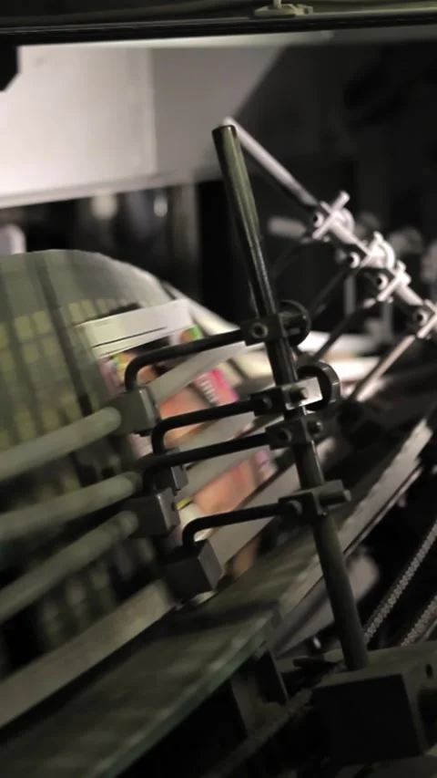 Industrial printing machine in operation Stock Footage 318581465
