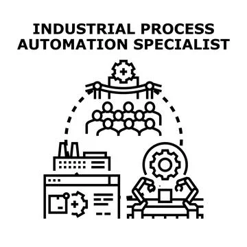 Industrial process automation specialist developing digital solution Illustrazione stock