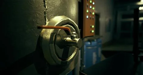 Industrial process inside a facility with machinery and controls visible Stock Illustration