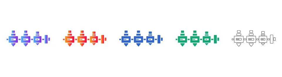 Industrial Process or Data Flow Icon Set Stock Illustration