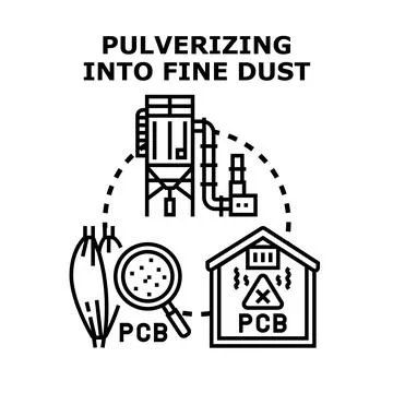Industrial process pulverizing materials into fine dust Stock Illustration
