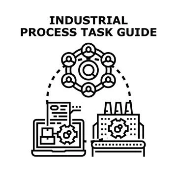 Industrial process task guide showing production management Stock Illustration