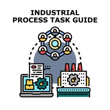 Industrial process task guide showing production management Stock Illustration
