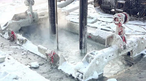 Industrial process of well boring with bentonite mortar Stock Footage 36296568