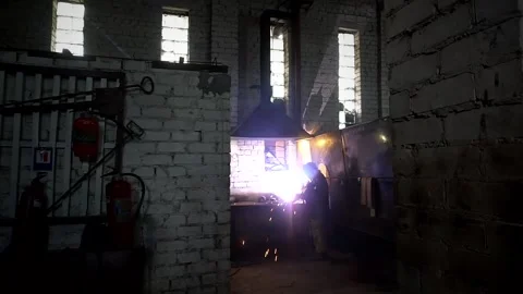 Industrial process, working with a thermo electrode Stock Footage 145711236