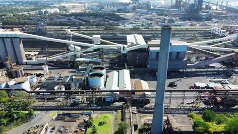 Industrial Processing Facility and Conveyor Infrastructure Stock Photos