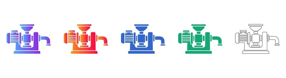 Industrial Processing Grinder Icon Set Stock Illustration