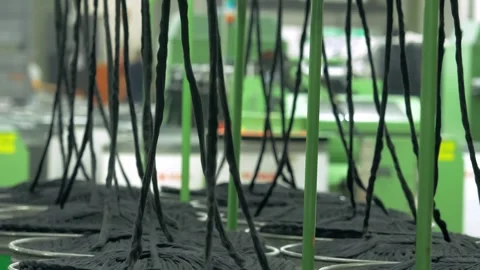 Industrial Processing of High Quality Black Wool in Textile Factory Video stock 328643660