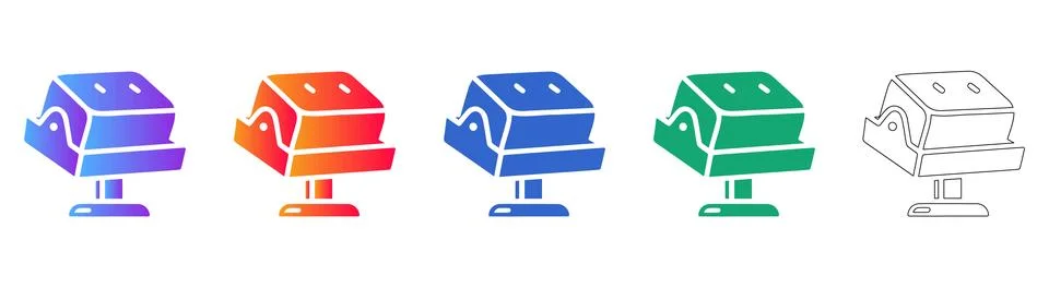 Industrial Processing Machine and Feeder Icon Set Stock Illustration