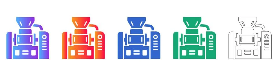 Industrial Processing Machine Icon Set Stock Illustration