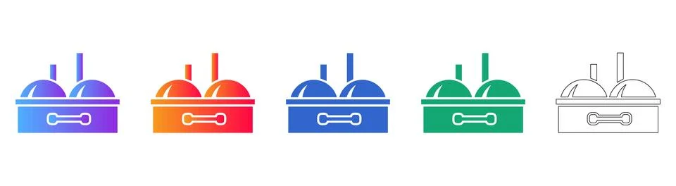 Industrial Processing Plant Icon Set with Gradient Styles Stock Illustration