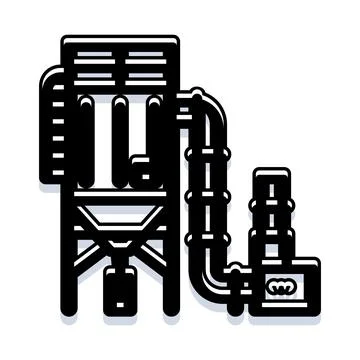 Industrial processing plant infrastructure producing materials Stockillustratie