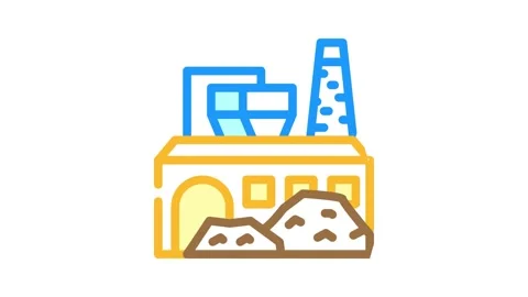 Industrial processing solid waste color icon animation Stock Footage 166422095