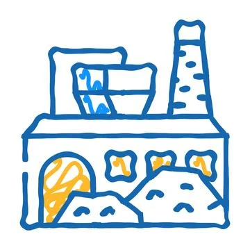 Industrial processing solid waste icon doodle illustration Stock Illustration