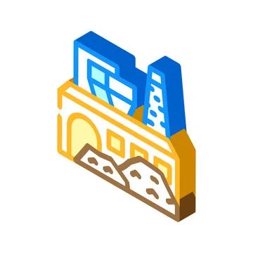 Industrial processing solid waste isometric icon vector illustration Stock Illustration