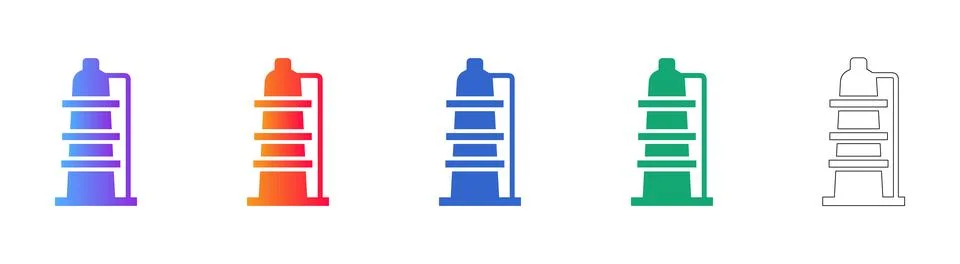Industrial Processing Tower Icons Stock Illustration