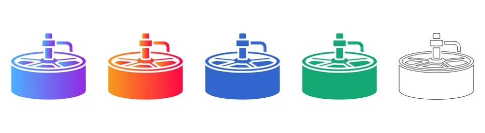 Industrial Processing Vat or Reactor Icon Set Stock Illustration
