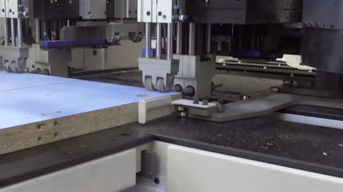 Industrial processing of wood panels Stock Footage 153255847