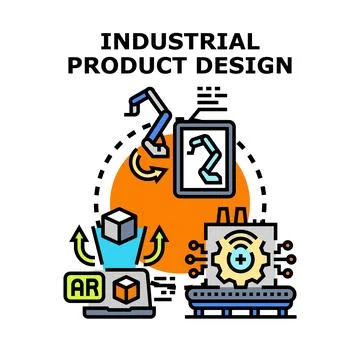 Industrial product design developing production automation process Stock Illustration