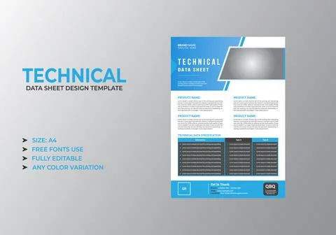 Industrial Product Technical Data Sheet Template Иллюстрация