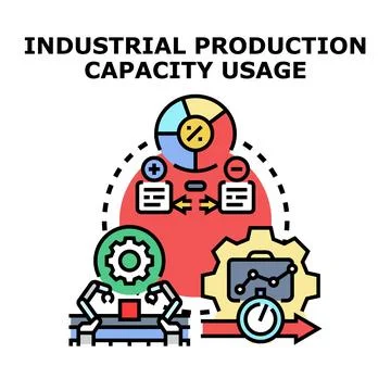 Industrial production capacity usage optimizing manufacturing efficiency Illustrazione stock