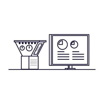 Industrial production machine with computer display Stock Illustration