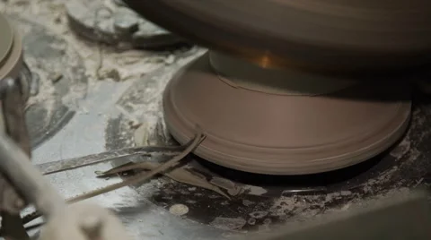 Industrial Production of Porcelain Tableware .Machine for Moulding Plates 2 Stock Footage 62791562