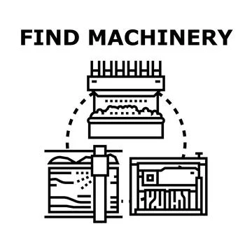 Industrial production process machinery finding and engineering Stock Illustration
