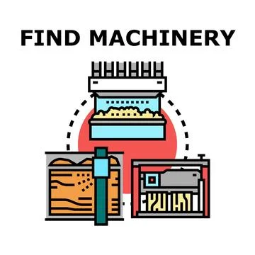 Industrial production process machinery finding and engineering Stock Illustration
