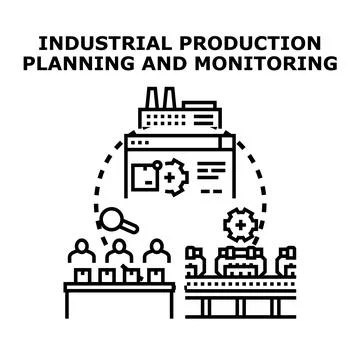 Industrial production process planning and monitoring concept Stock Illustration