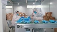 Industrial Production Of Protective Medical Masks On Thr Factory - Workers Stock Footage