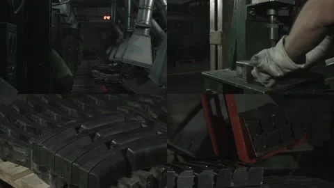 Industrial production. Split Screen Stock Footage 255998804