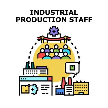 Industrial production staff developing manufacturing process and business Stock Illustration