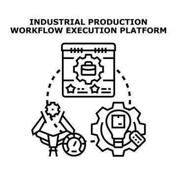 Industrial production workflow execution platform concept Illustrazione stock