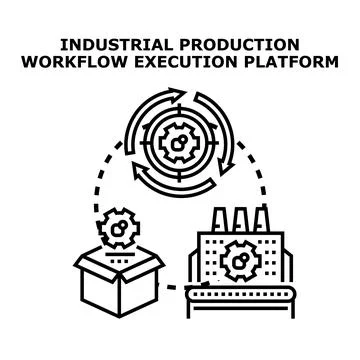 Industrial production workflow execution platform concept 스톡 일러스트